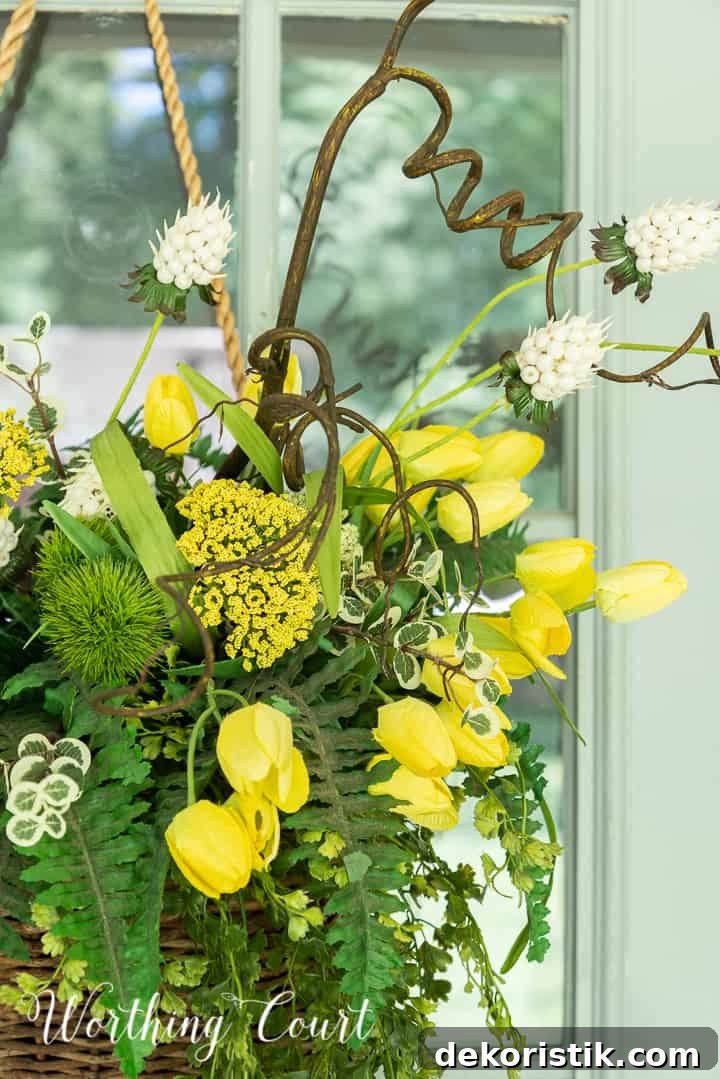 yellow green and black front porch spring and summer decor