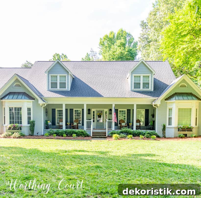 gray house with wide front porch