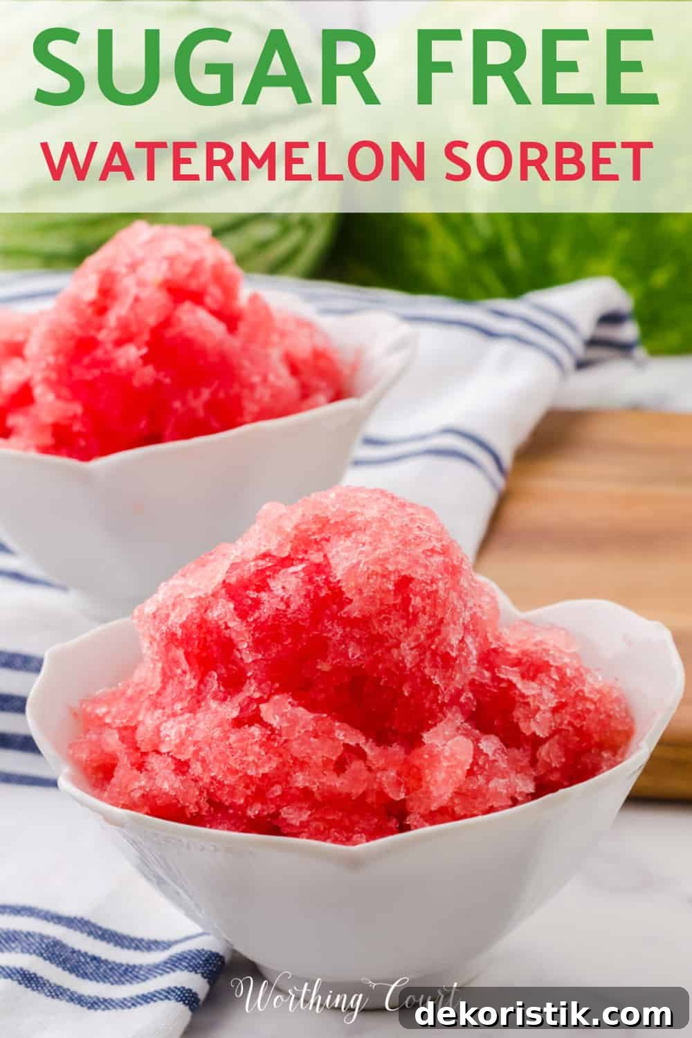 pinterest image for sugar free watermelon sorbet