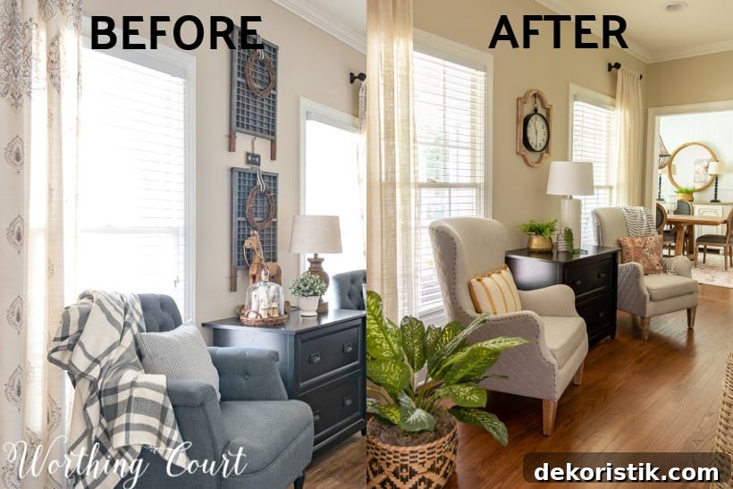 before and after photos of home office makeover