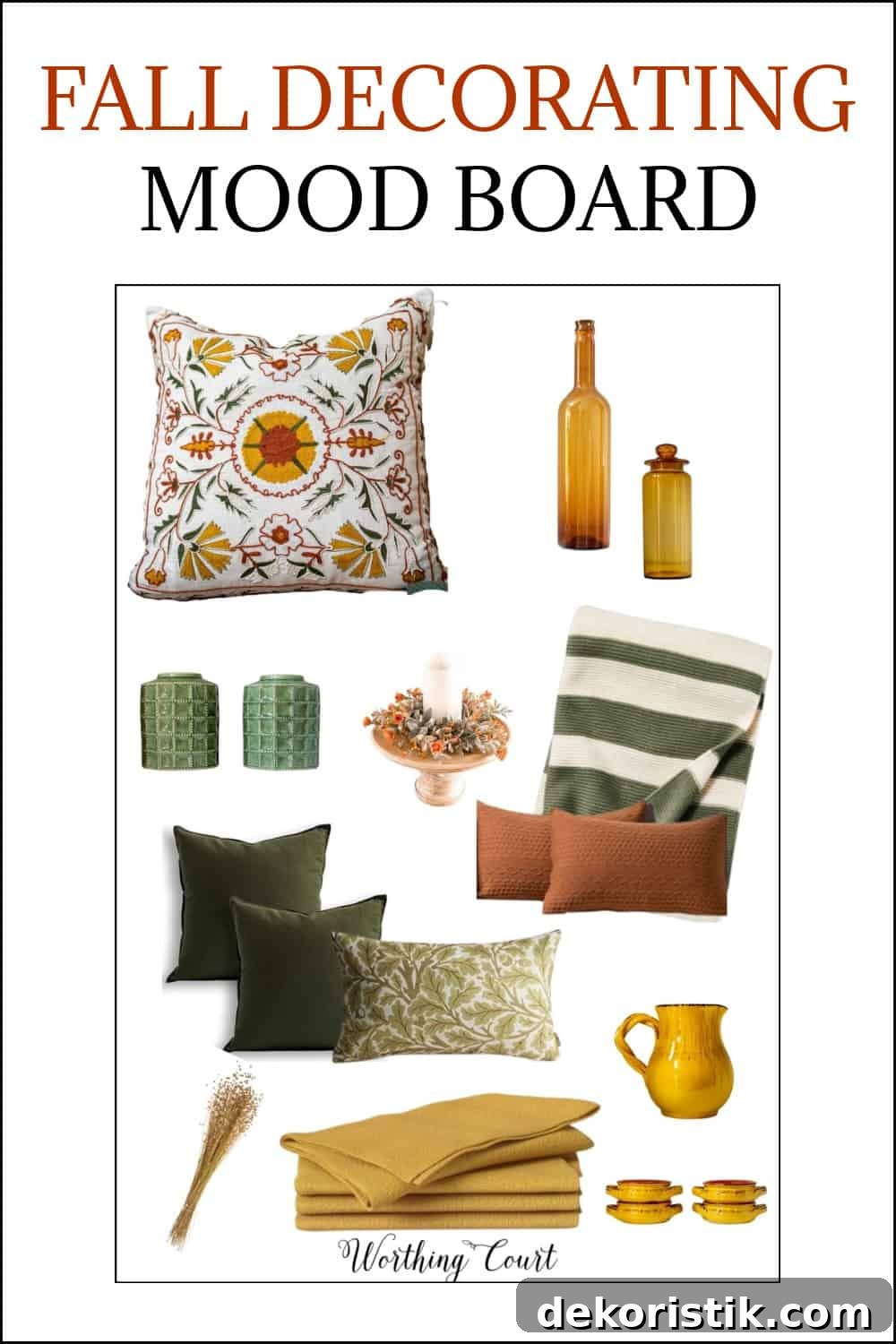 Pinterest image of mood board with fall decor