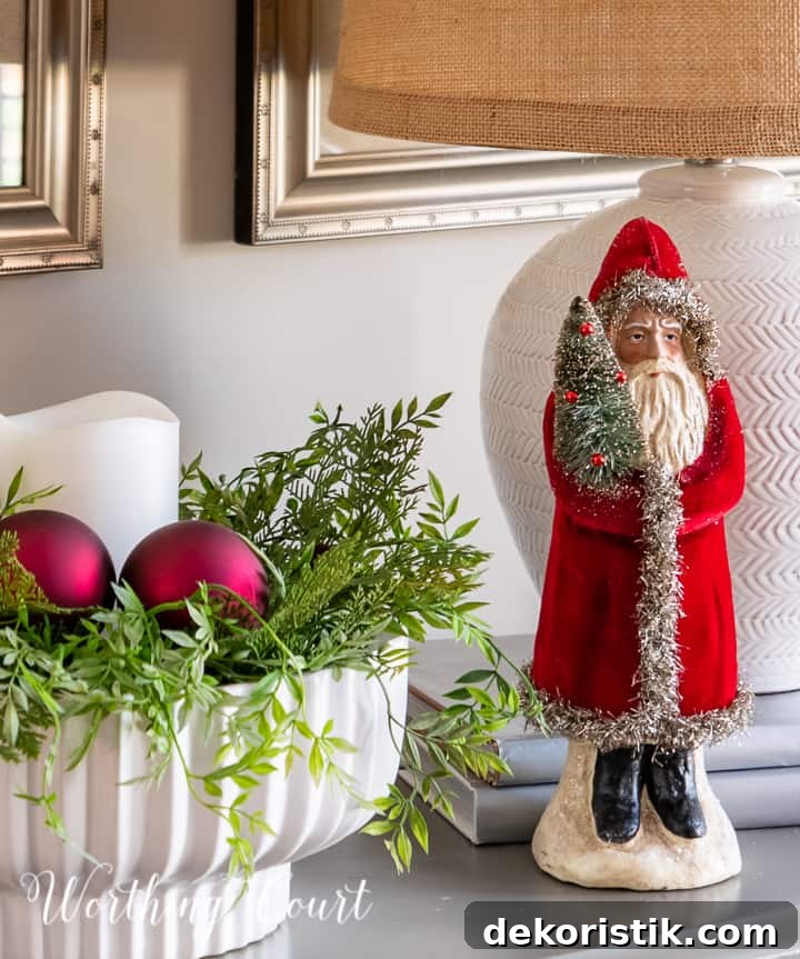 Santa figurine beside white bowl
