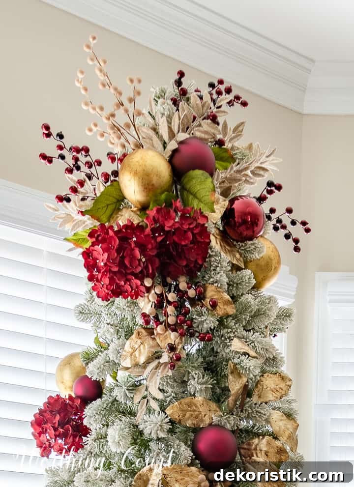 burgundy and gold Christmas tree topper