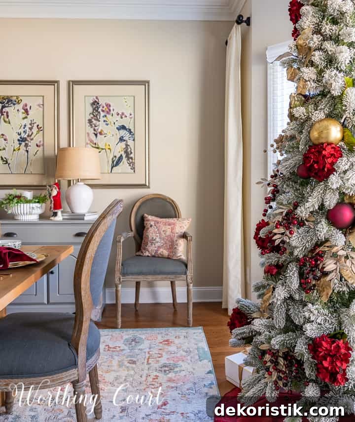 Christmas tree in dining room