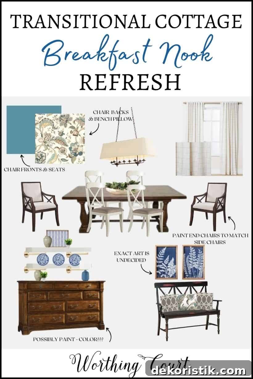 pinterest image showing details for a breakfast nook refresh