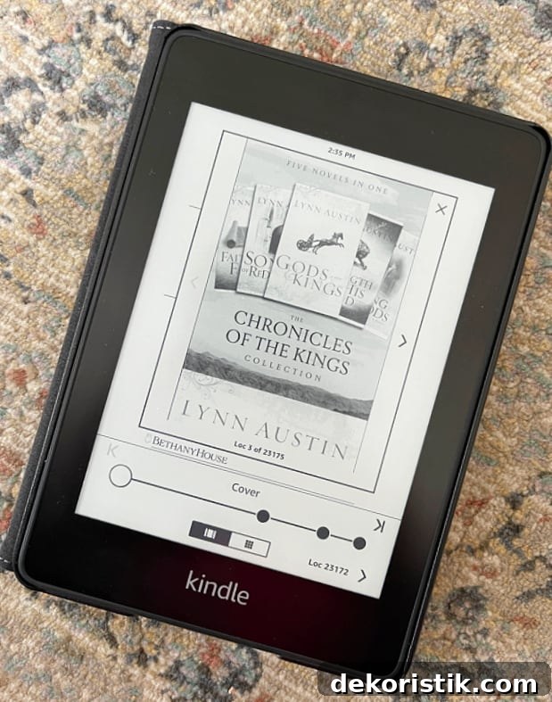 image of a book on a kindle