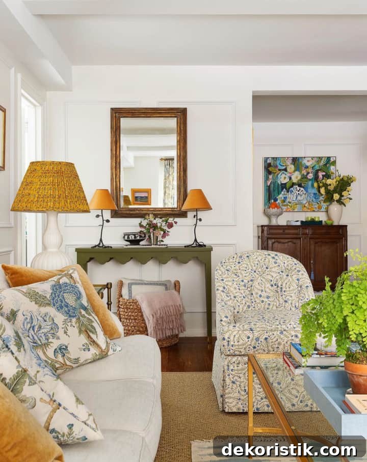 partial view of a living room decorated with neutral colors