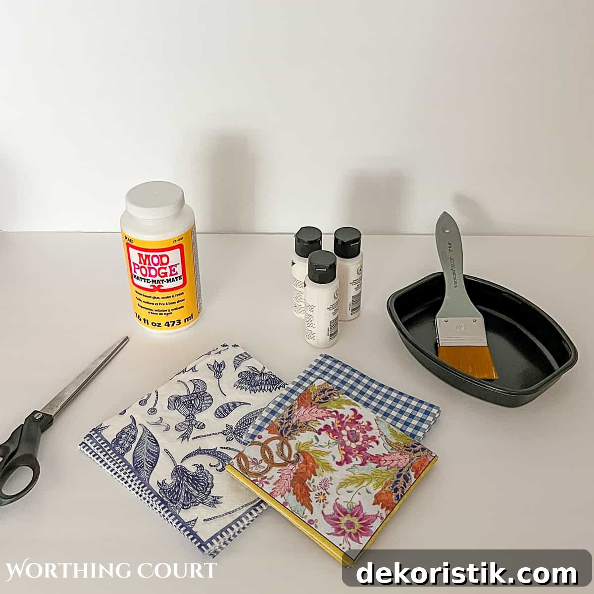 DIY Chinoiserie Pumpkins for Elegant Fall Decor 4 supplies used for making chinoiserie pumpkins