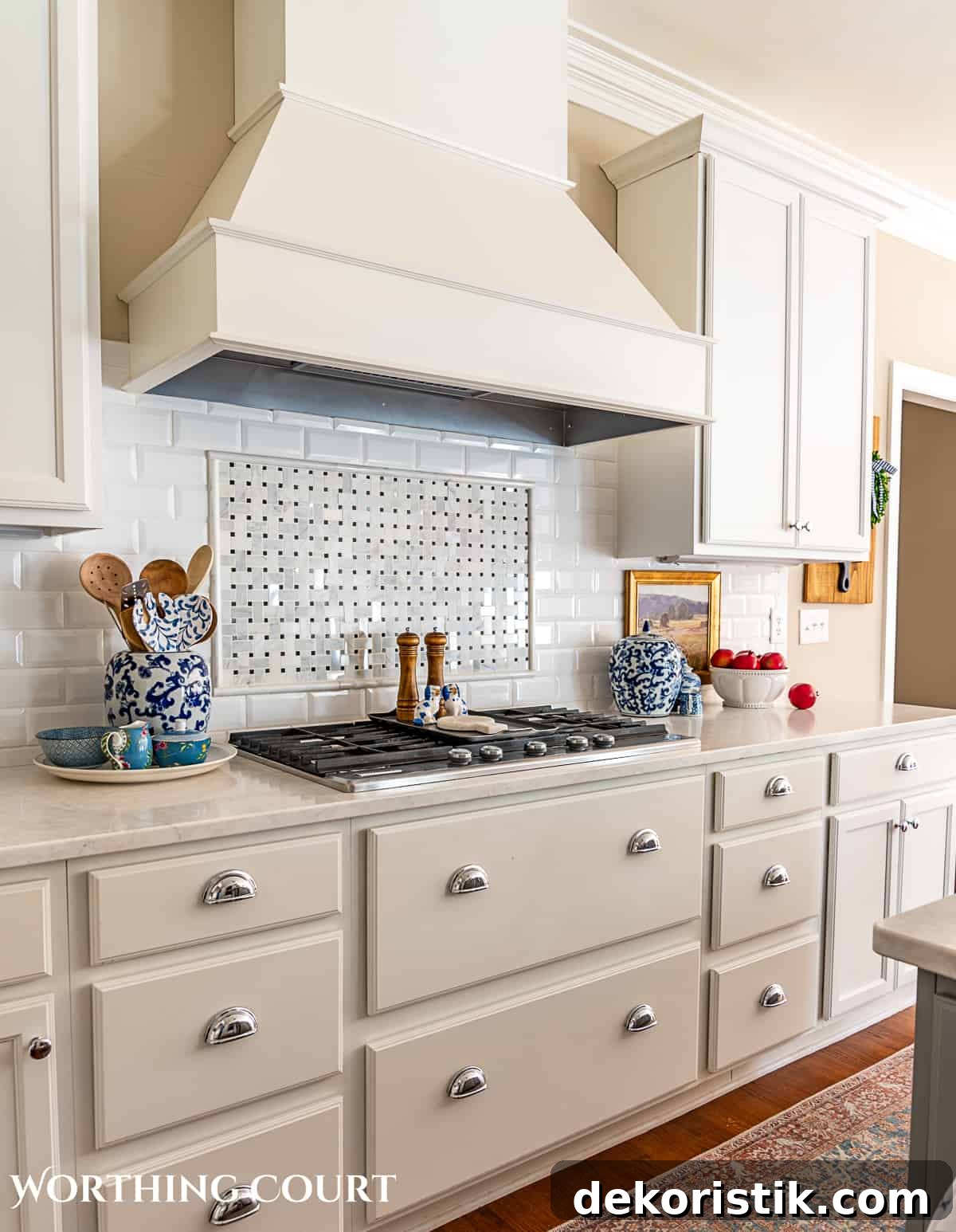 fall kitchen decor in a kitchen with white cabinets