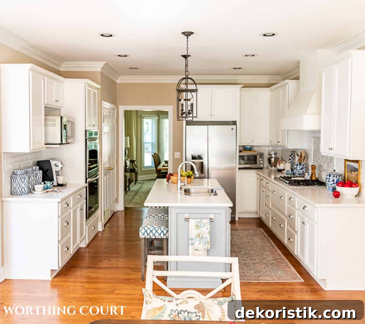 fall kitchen decorations in a kitchen with white cabinets