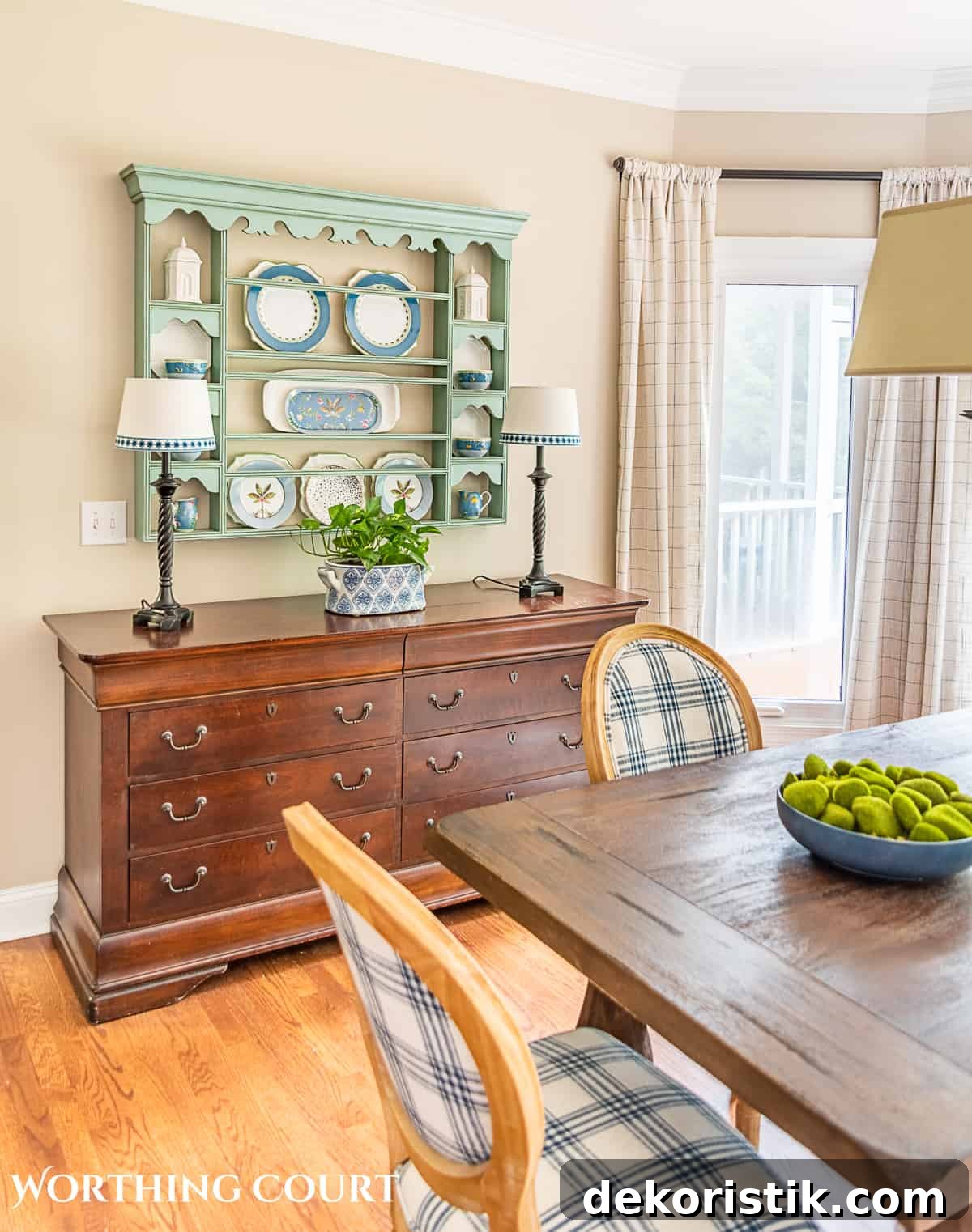 blue plate rack with blue and white dishes and tips for how to decorate a plate display rack with your favorite items