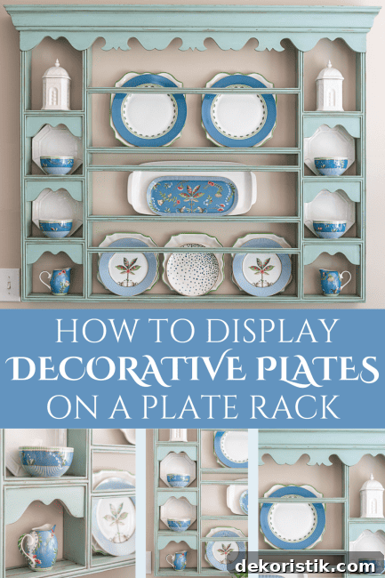 Pinterest graphic for blog post about how to display decorative plates on a plate rack
