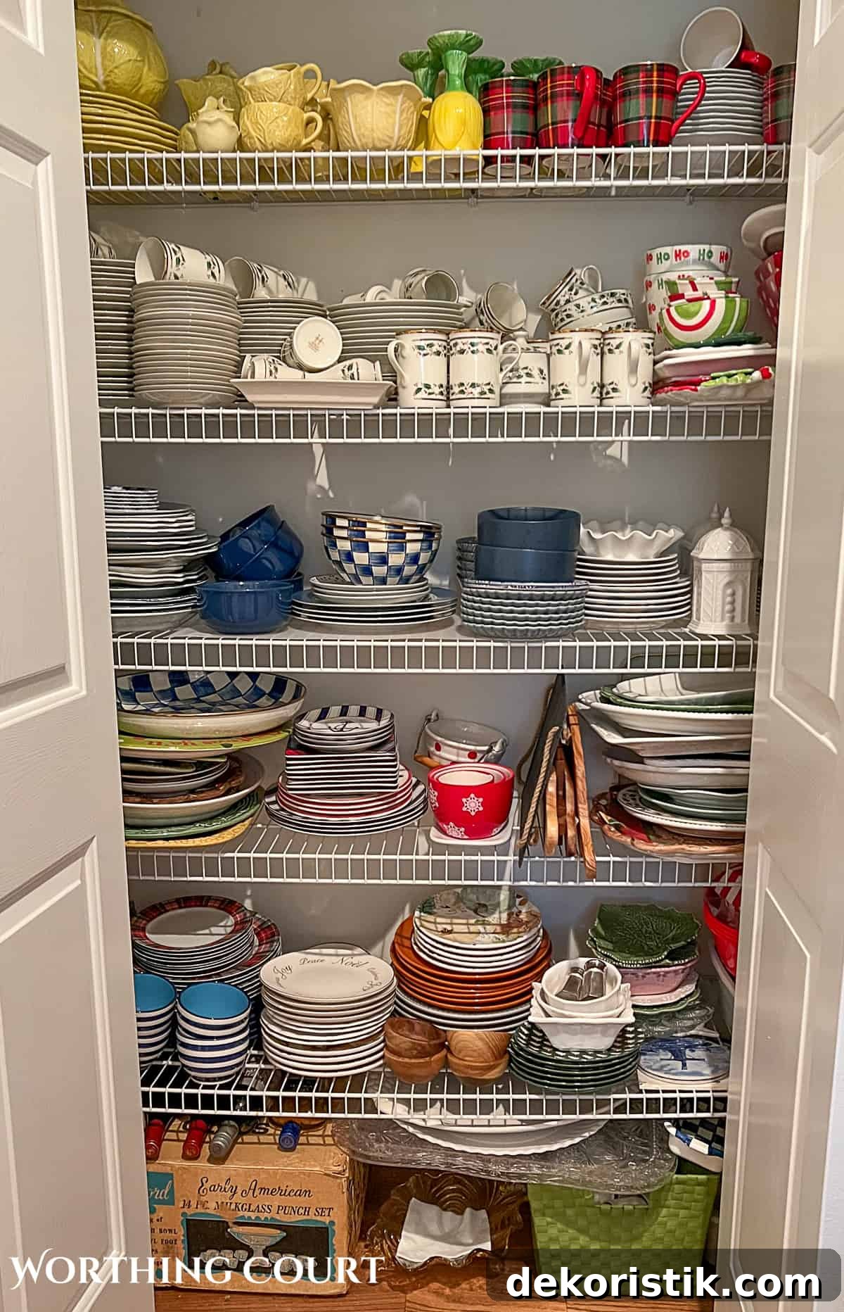 how to decorate a plate display rack with dishes from this dish closet