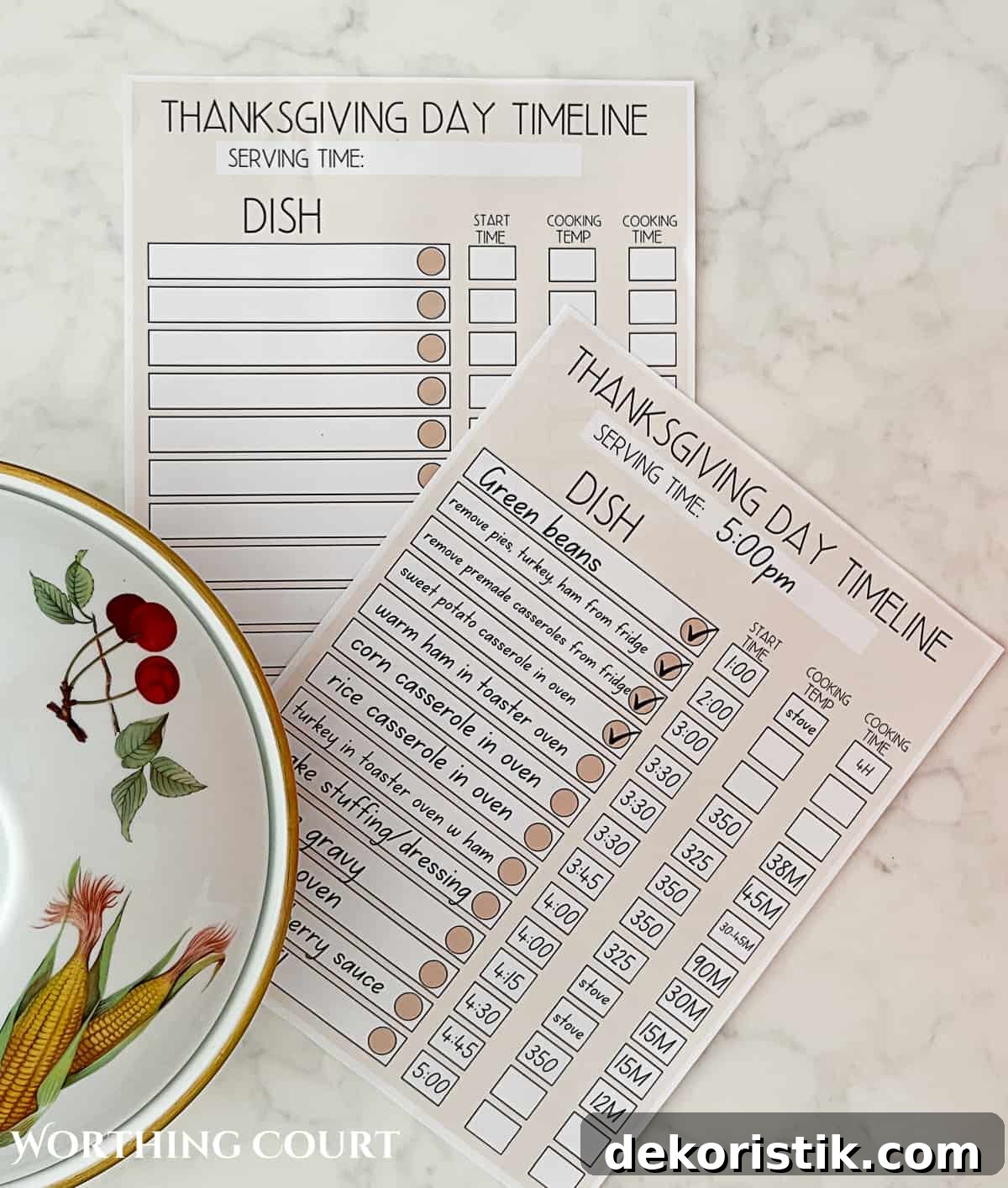 Image of printable Thanksgiving Timeline Worksheet