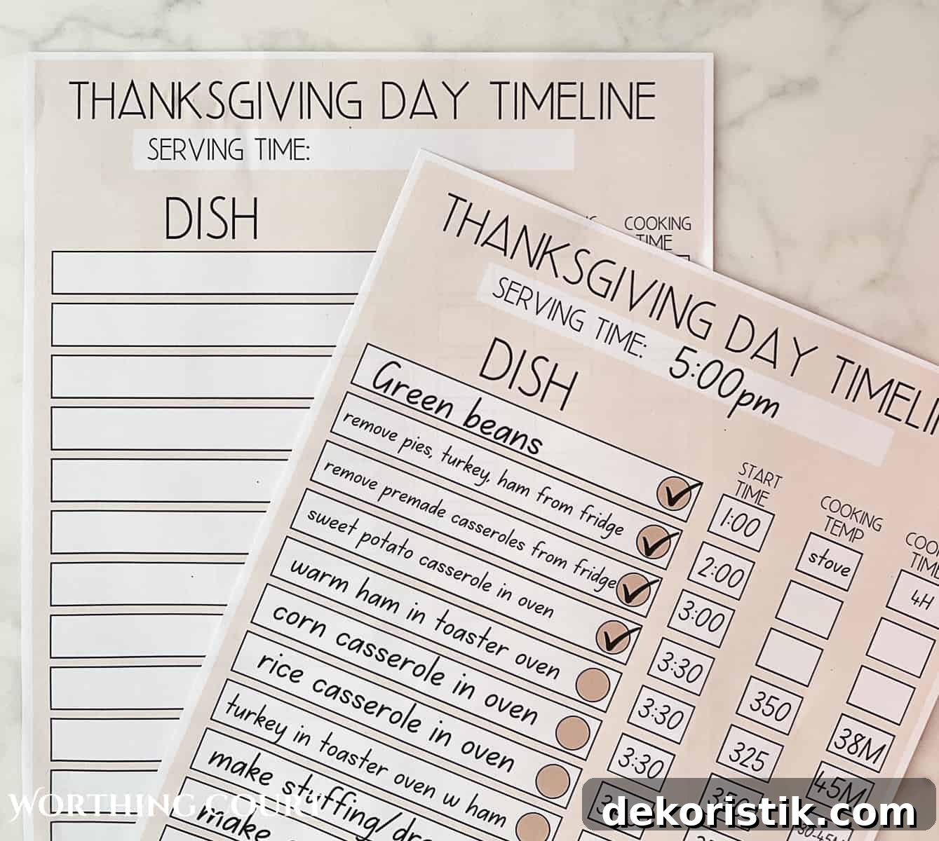 Image of printable Thanksgiving Timeline Worksheet