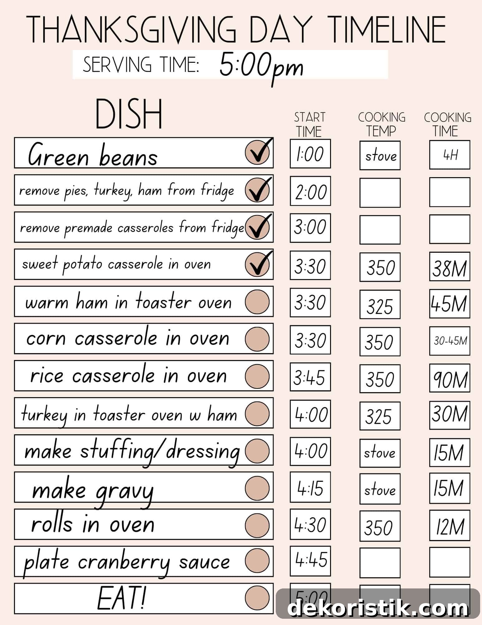 Image of printable Thanksgiving Timeline Worksheet