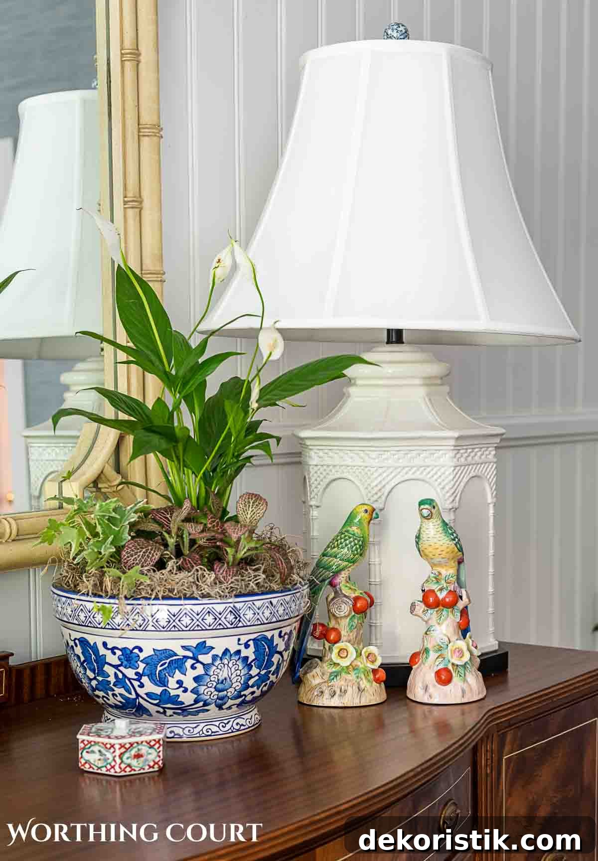 group of plants in a blue and white container for an easy Mother's Day gift