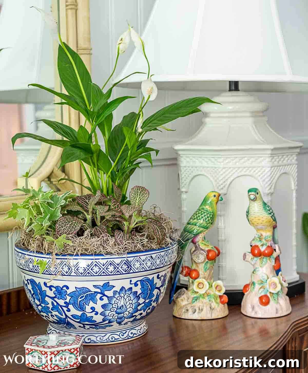 group of plants in a blue and white container for an easy Mother's Day gift