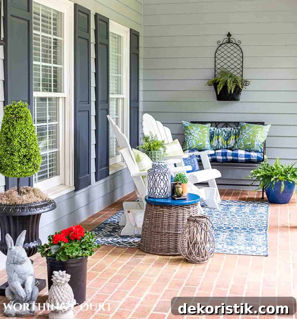 Blue and greem summer porch decorations
