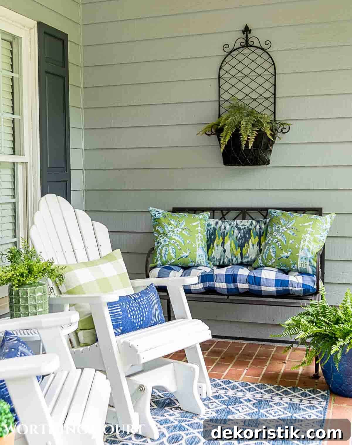 Blue and greem summer porch decorations