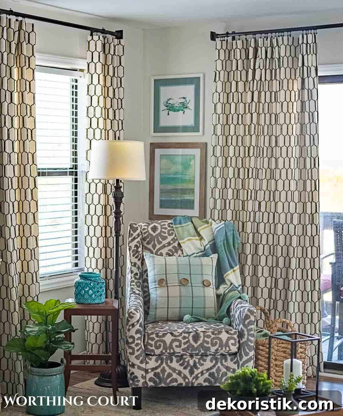 Coastal Home Decor Ideas to Transform Any Room 3 gray and white arm chair in a living room corner decorated with coastal accessories