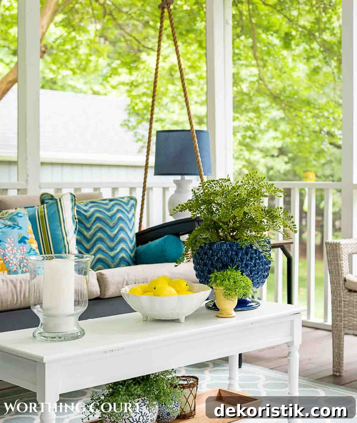 Blue and greem summer porch decorations