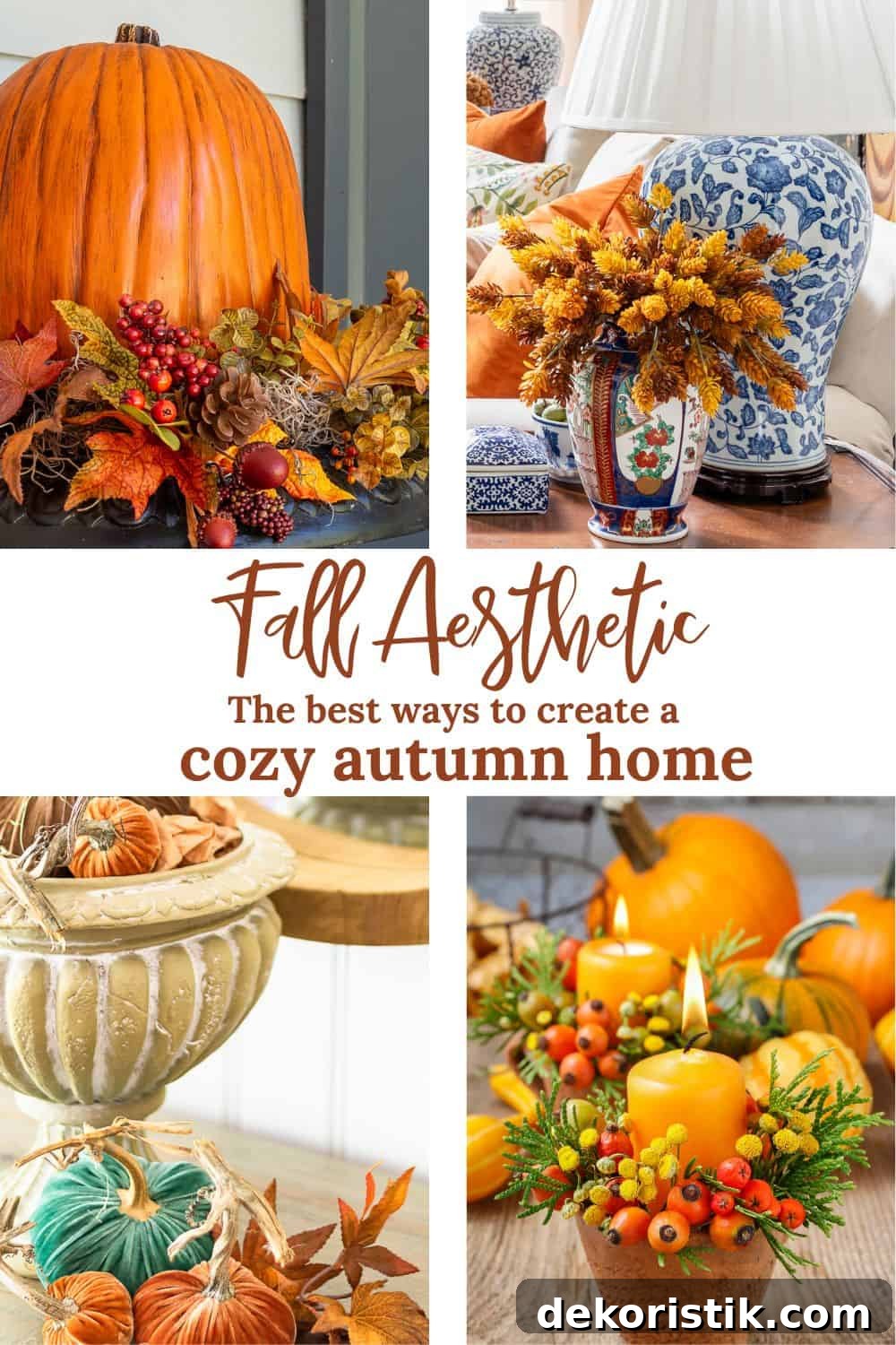 Pinterest graphic for how to create a fall aesthetic in your home