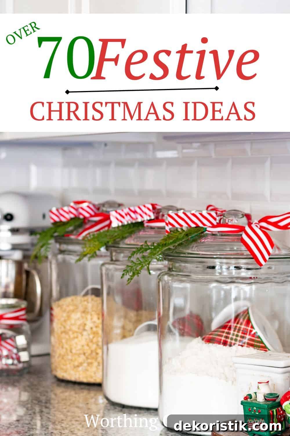 Pinterest graphic for festive Christmas decorating ideas