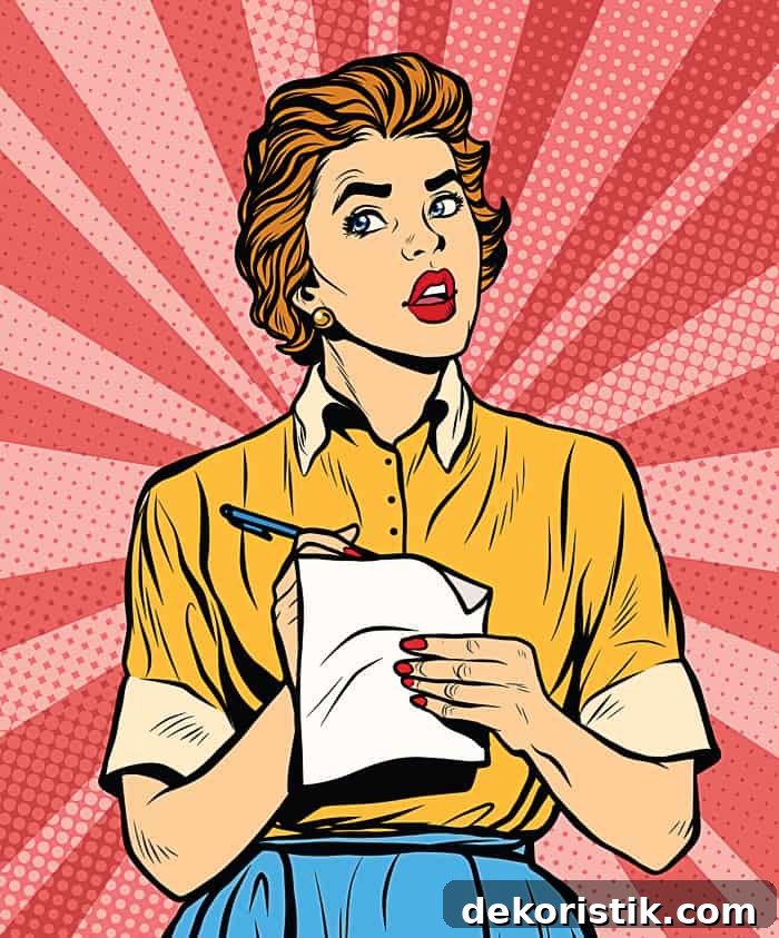 illustration of woman standing with a notepad