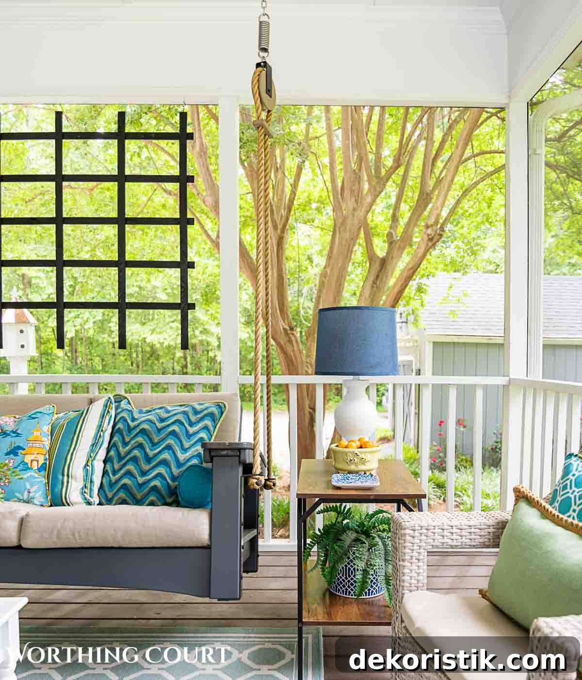 Blue and greem summer porch decorations