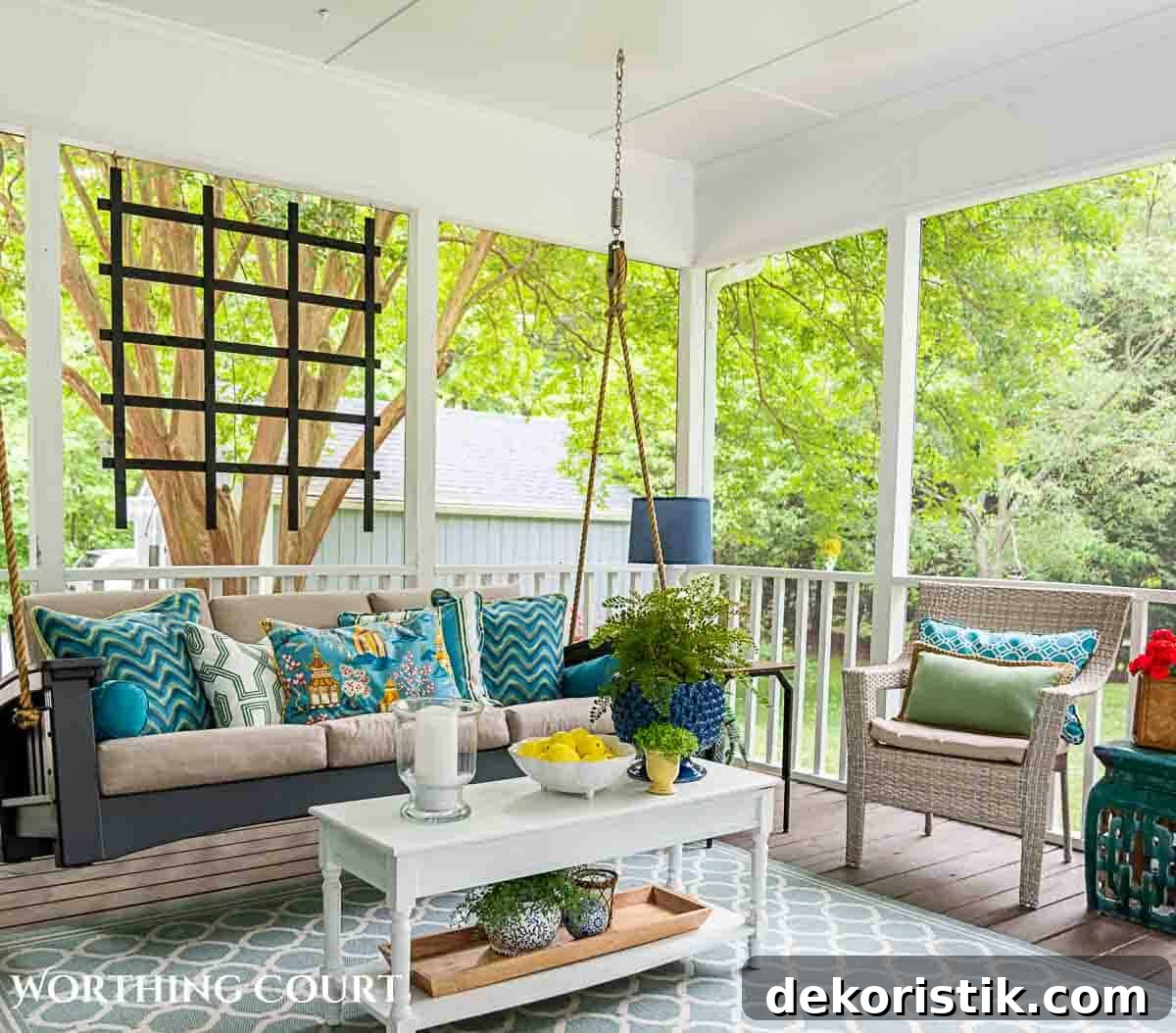 Blue and greem summer porch decorations