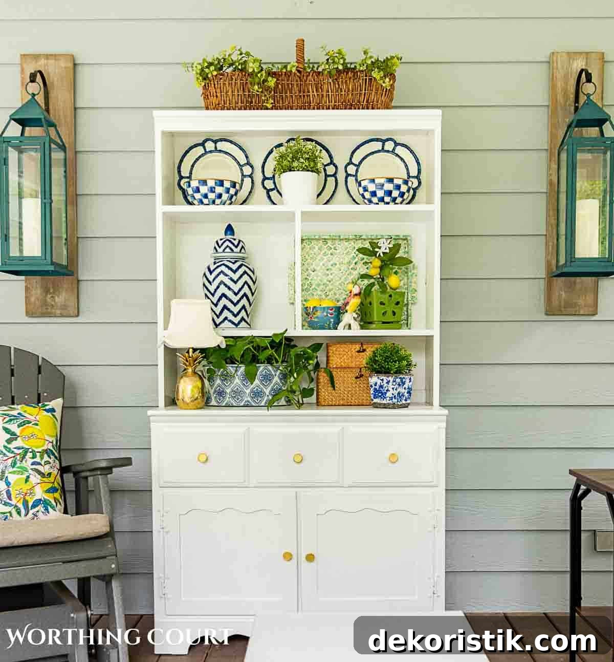Blue and greem summer porch decorations
