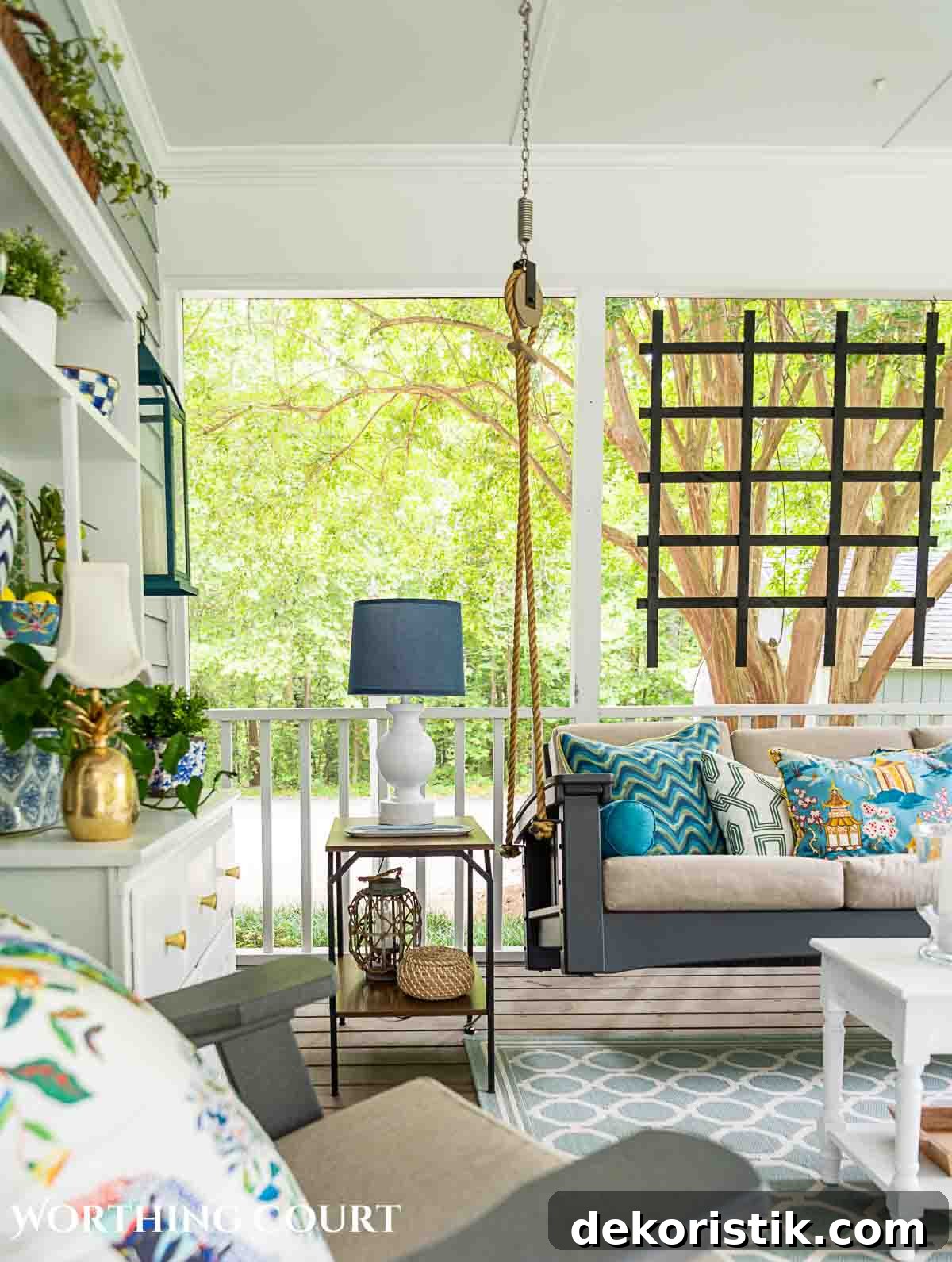 Blue and greem summer porch decorations