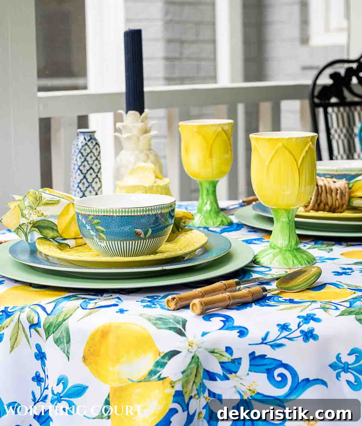 Blue and greem summer porch decorations