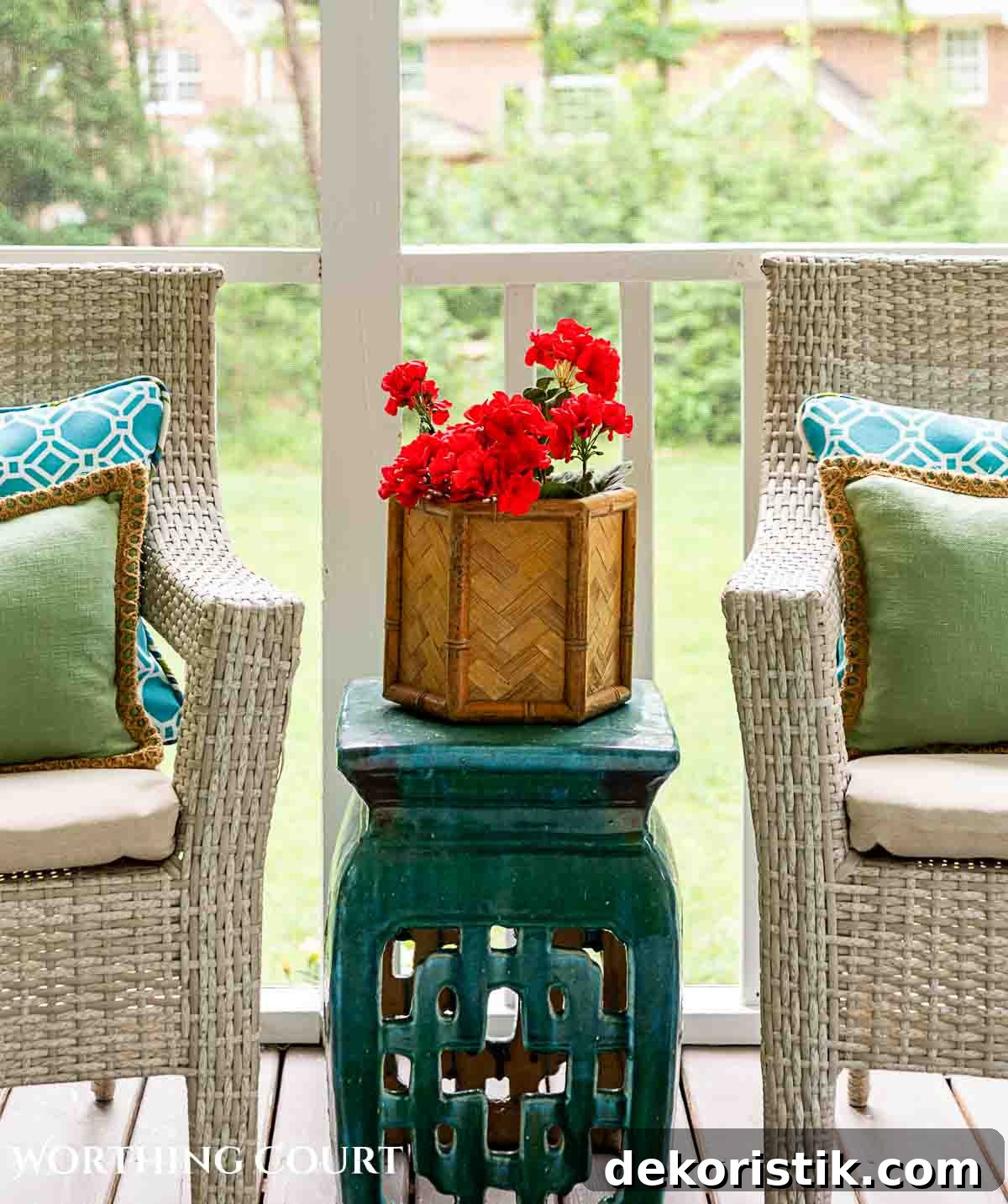 Blue and greem summer porch decorations