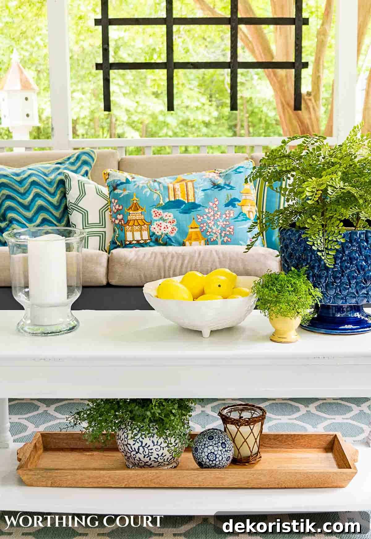 Blue and greem summer porch decorations