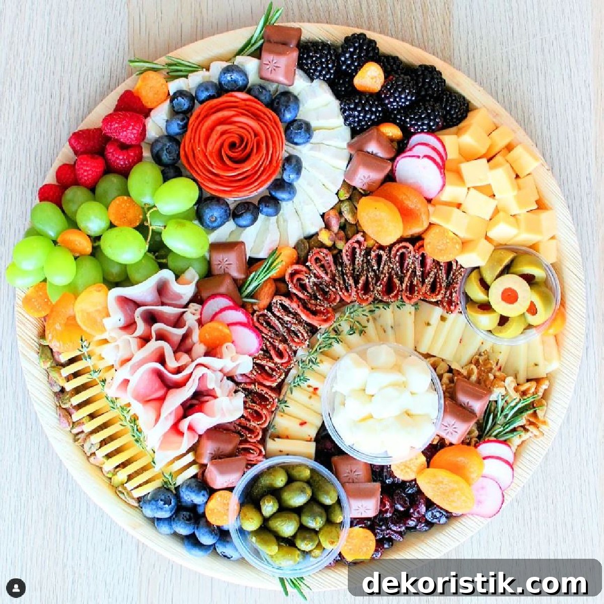 round prepared charcuterie board