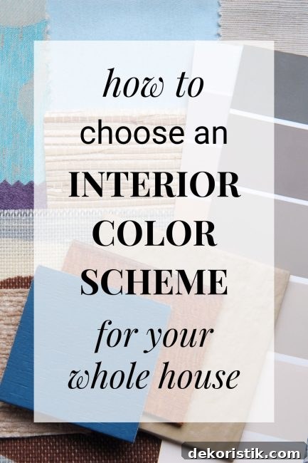 Pinterest graphic for how to choose an interior color scheme for your whole house