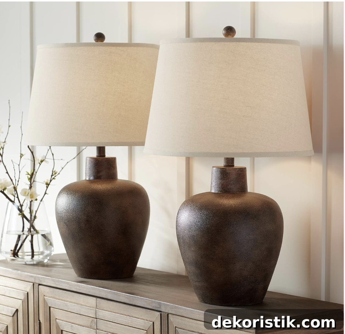 A pair of stylish lamps that add elegance to a room