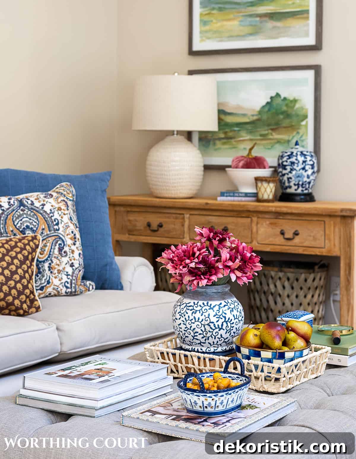 Burgundy And Blue Fall Decor Ideas For A Living Room