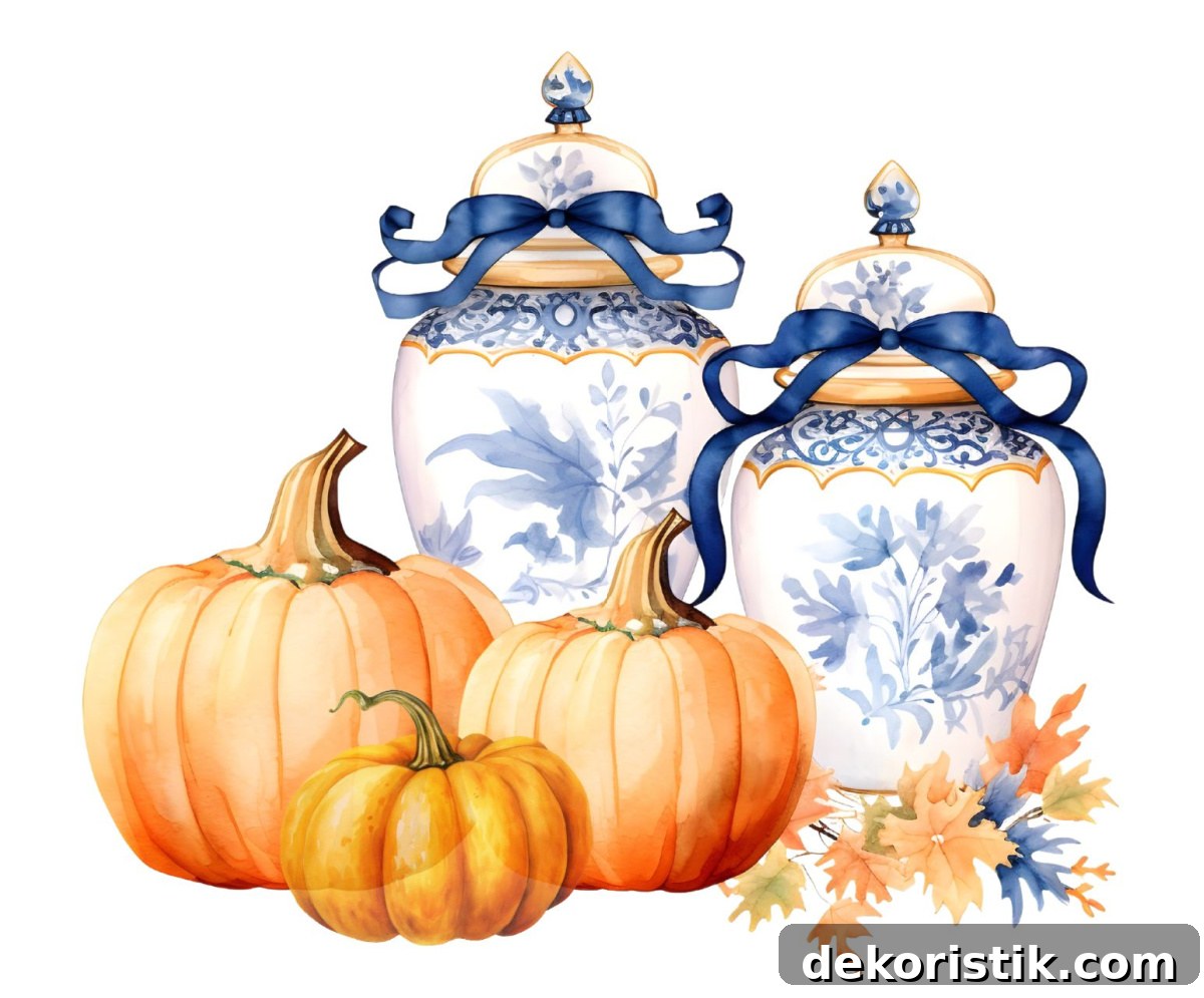 graphic image of three ginger jars and three pumpkins