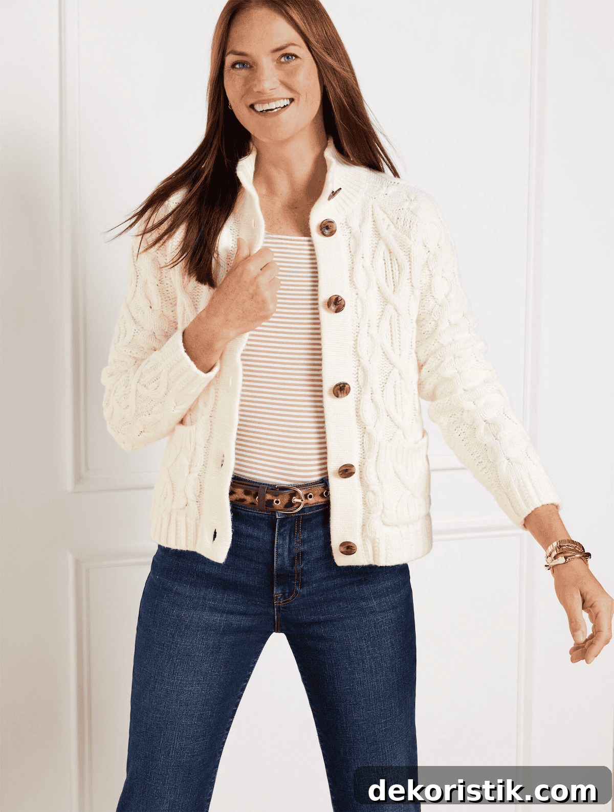 cable knit mockneck cardigan