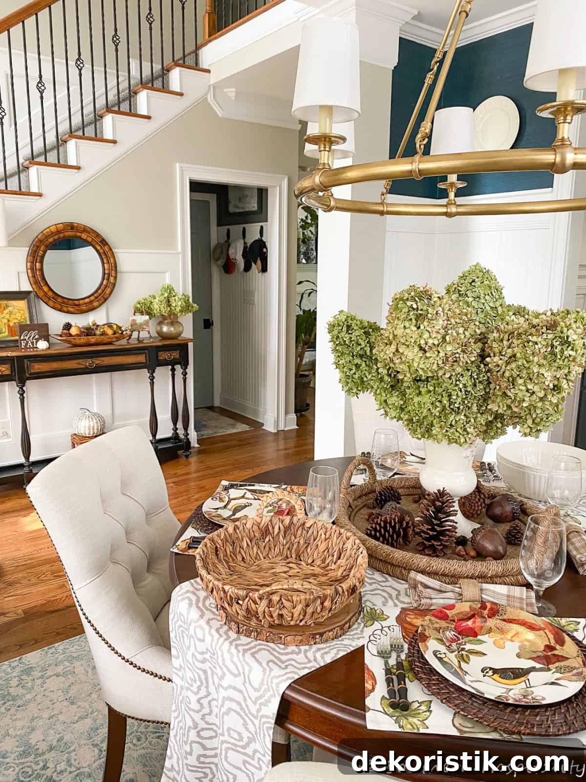 fall centerpiece with limelight hydrangeas