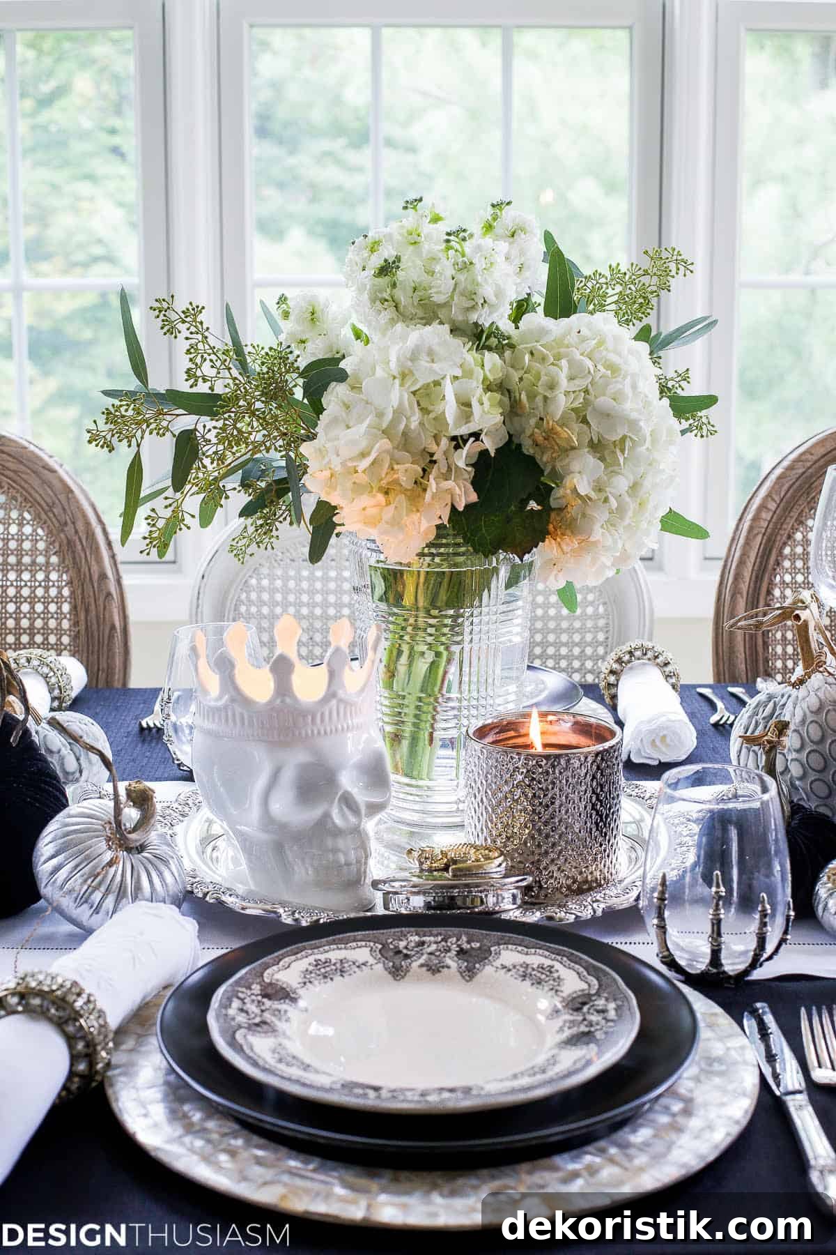 an elegant Halloween tablescape