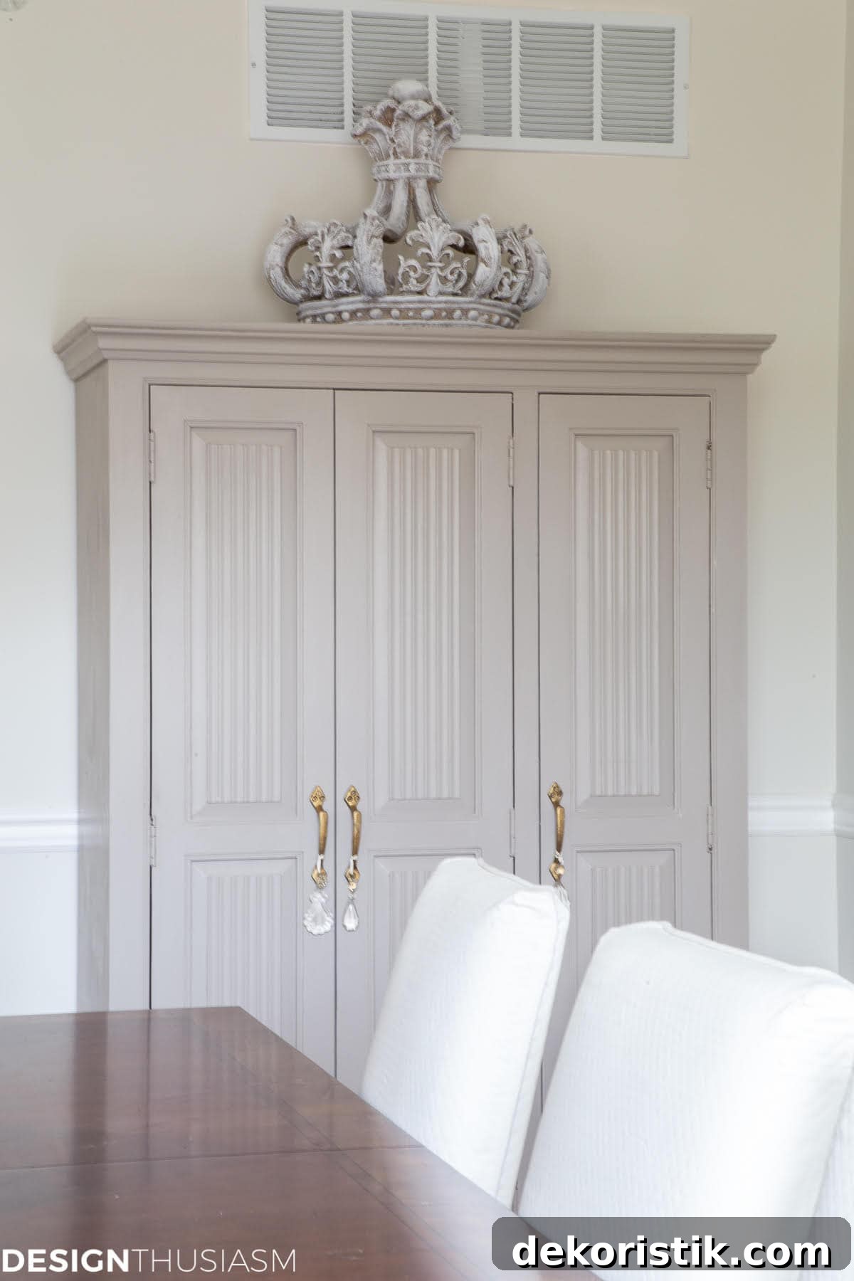 talk gray cabinet painted with chalk paint