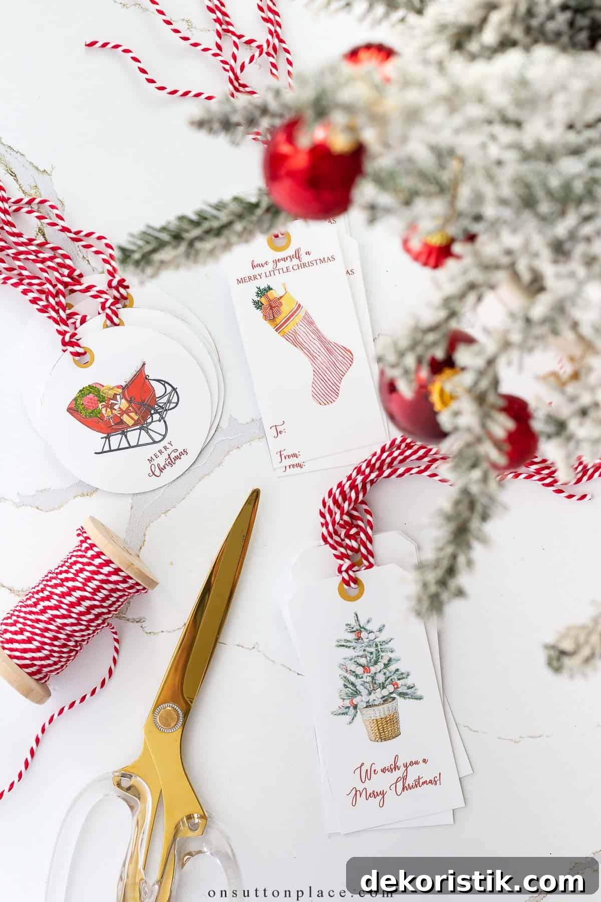 overhead view of Christmas printables