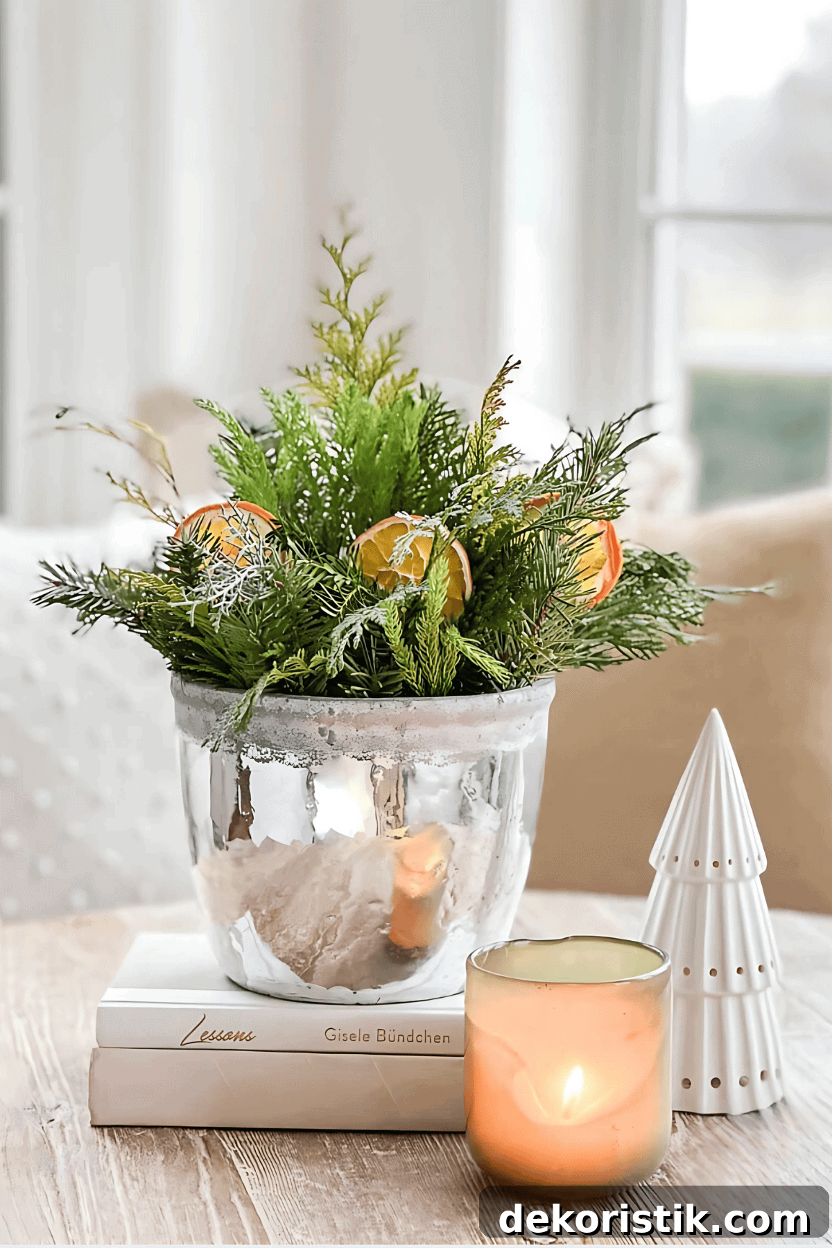 Neutral Christmas centerpiece