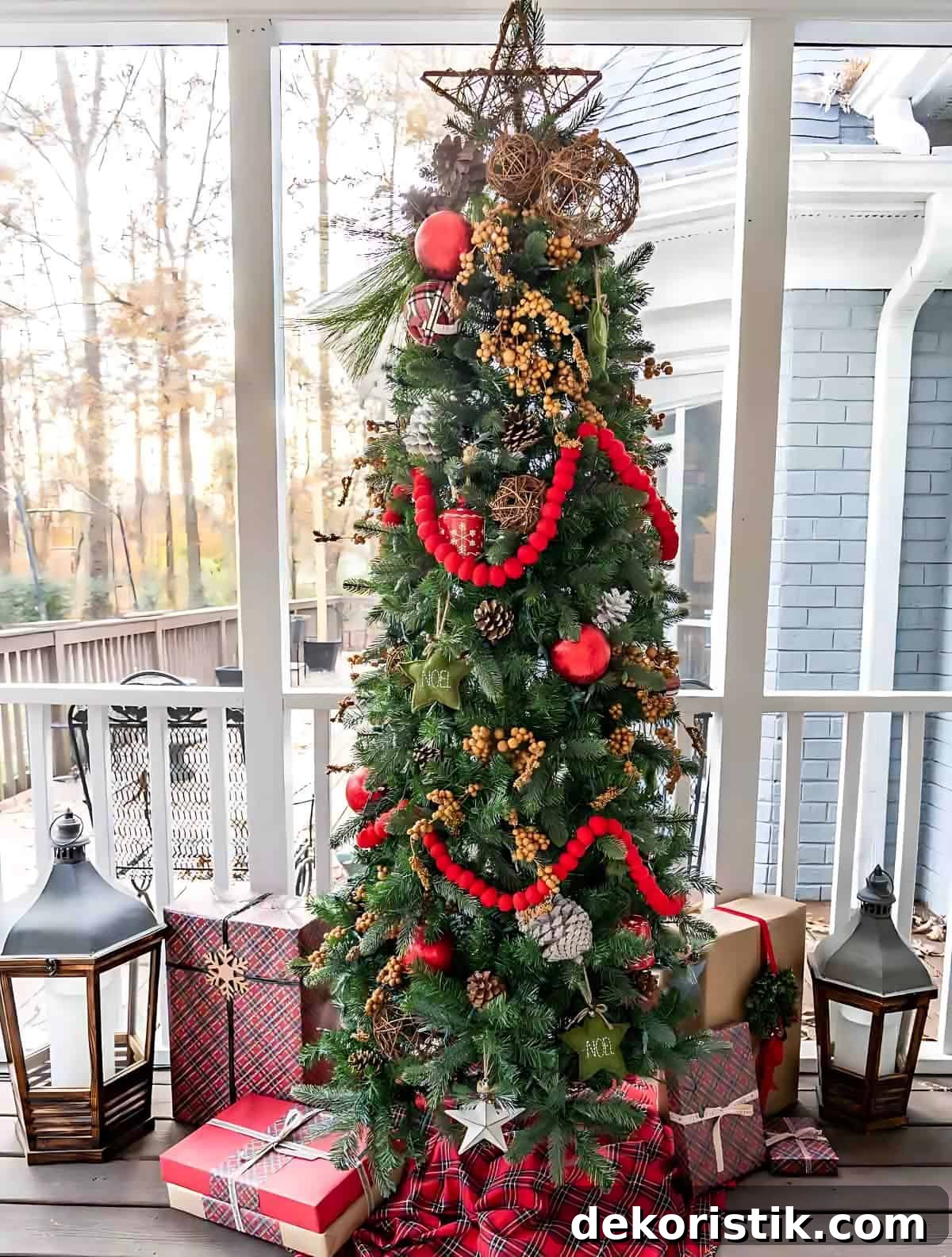 decorated Christmas tree and tree topper