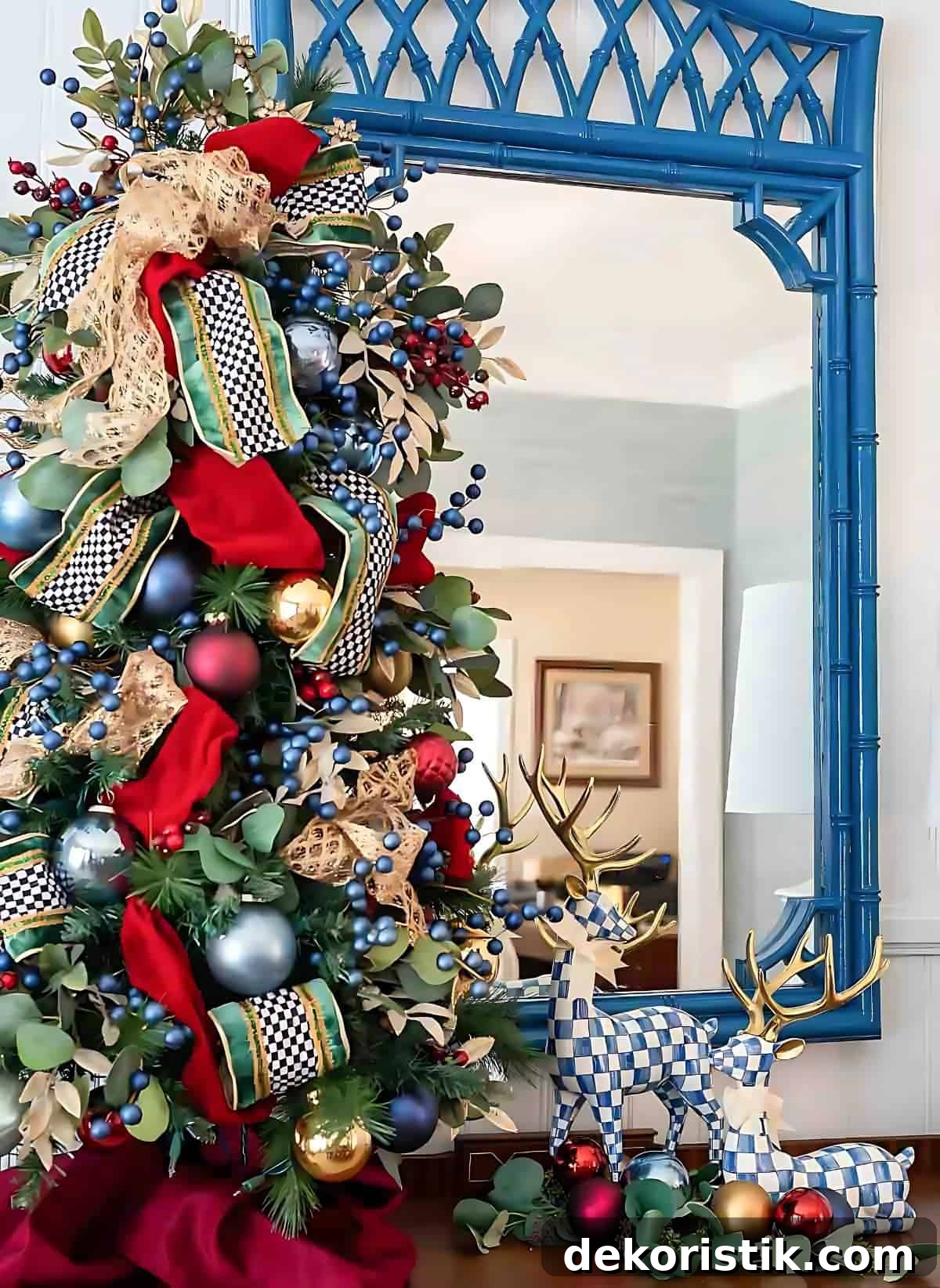 decorated Christmas tree and tree topper