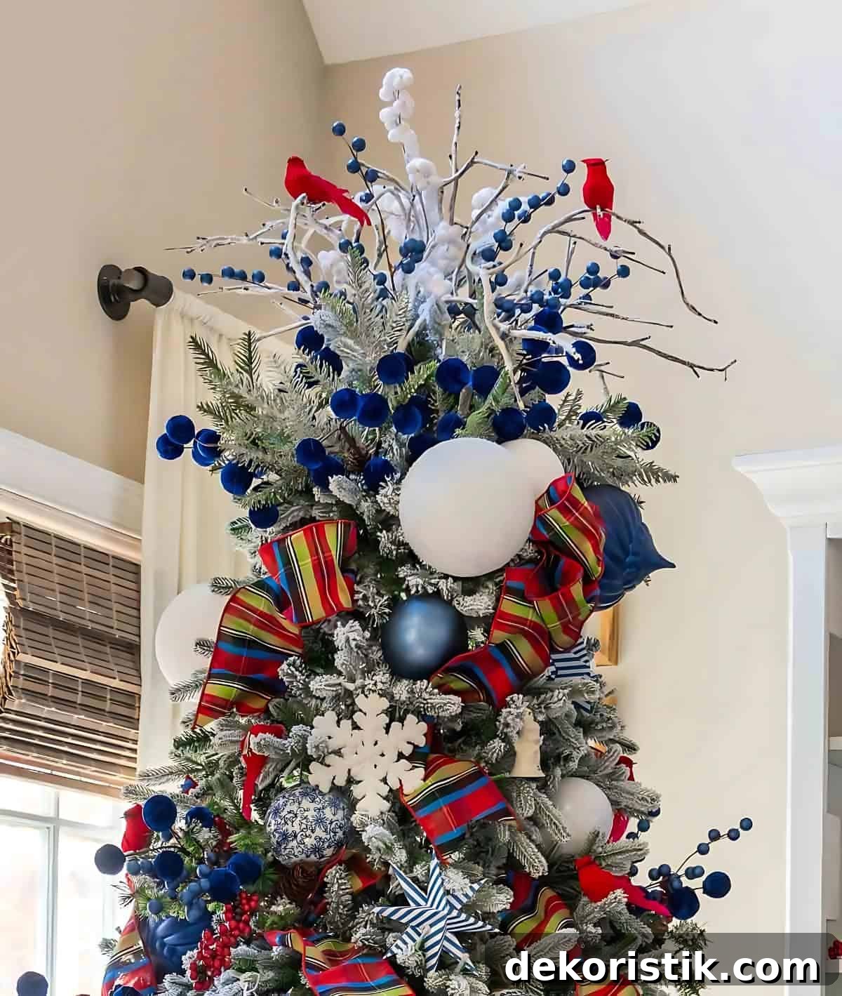 decorated Christmas tree and tree topper